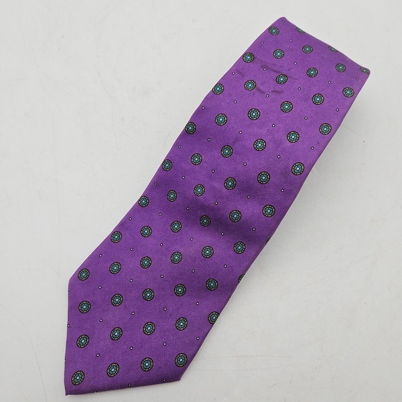 Vintage Christian Dior Silk Tie Made In USA Purple Green VTG - Picture 1 of 7